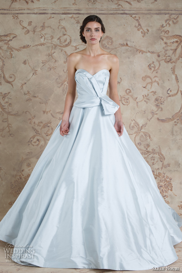 sareh nouri fall 2016 bridal pretty strapless sweetheart neckline pastel blue ball gown wedding dress style yasmine