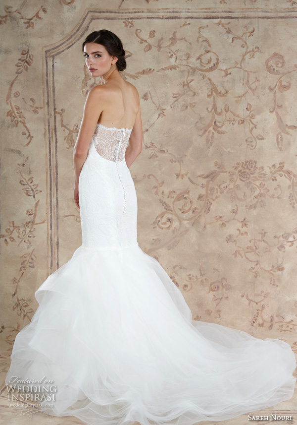 sareh nouri fall 2016 bridal romantic strapless sweetheart neckline mermaid wedding dress style kamelia back view