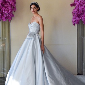 sareh nouri new york bridal fashion week 2015 beautiful blue satin a  line ball gown wedding dress strapless