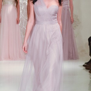 watters new york bridal fashion week 2015 pretty one shoulder purple bridesmaid sheath gown