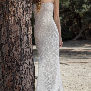 christos costarellos bridal spring 2016 strapless wedding dress lace beading