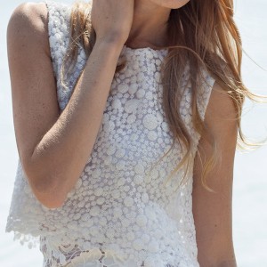 christos costarellos bridal spring 2016 two piece wedding dress beautiful sleeveless crop top zoom bodice