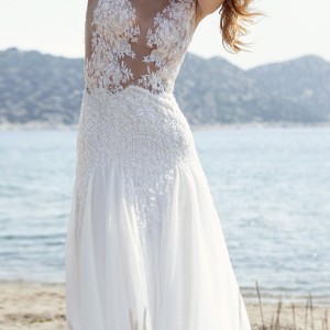 christos costarellos wedding dresses spring 2016 bridal collection sleeveless illusion bodice romantic bohemian gown