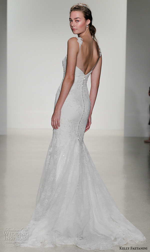 kelly faetanini fall 2016 bridal new york runway lace applique neckline cap sleeves sweethear cut foundation beaded embroidered mermaid wedding dress style polly  