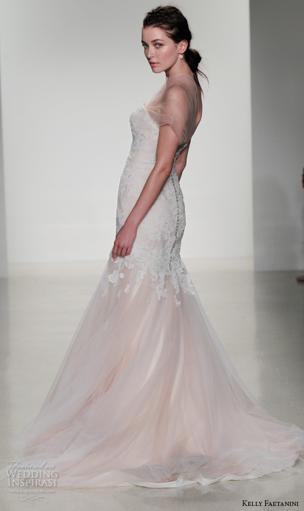 kelly faetanini fall 2016 bridal new york runway one shoulder tulle strap sweetheart neckline beaded crystal applique tulle skirt mermaid wedding dress style helen . 