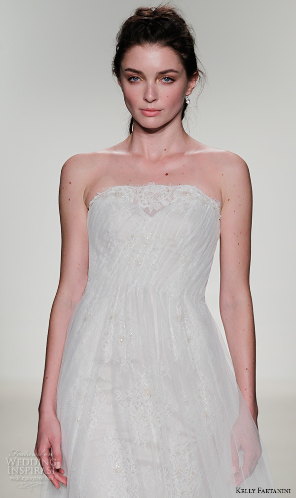 kelly faetanini fall 2016 bridal new york runway strapless lace straight across neckline beaded lace pleated tulle overlay a line wedding dress style alberta kelly faetanini fall 2016 bridal new york runway strapless lace straight across neckline beaded lace pleated tulle overlay a line wedding dress style alberta