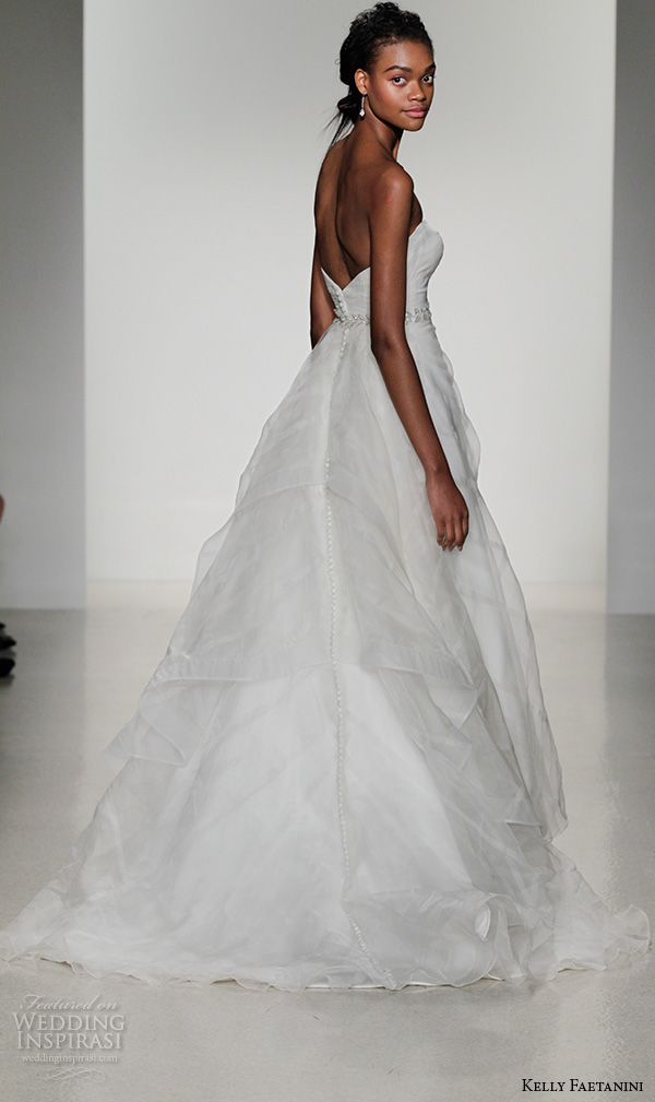 kelly faetanini fall 2016 bridal new york runway strapless sweetheart neckline organza wedding ball gown dress back cascading layer style tirian 