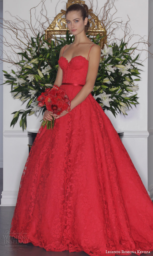 legends romona keveza fall 2016 red wedding dress detachable ball gown skirt garden lace mini dress corset bodice spaghetti straps l6131