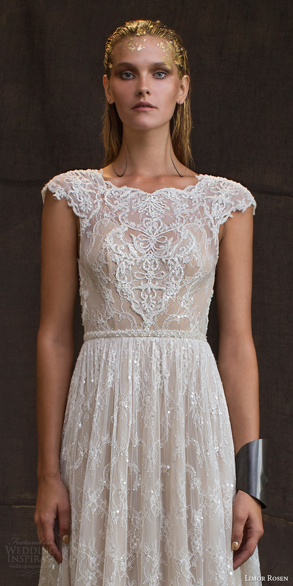 limor rosen bridal 2016 treasure anastasia wedding dress cap sleeves beaded lace blush tulle skirt beaded belt bodice close up limor rosen bridal 2016 treasure anastasia wedding dress cap sleeves beaded lace blush tulle skirt beaded belt bodice close up