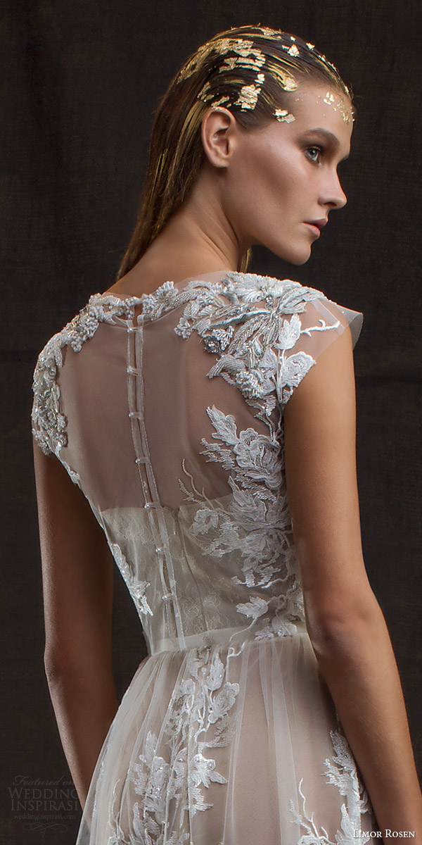 limor rosen bridal 2016 treasure aurora lace applique wedding dress two piece illusion cap sleeve crop top back view close up limor rosen bridal 2016 treasure aurora lace applique wedding dress two piece illusion cap sleeve crop top back view close up