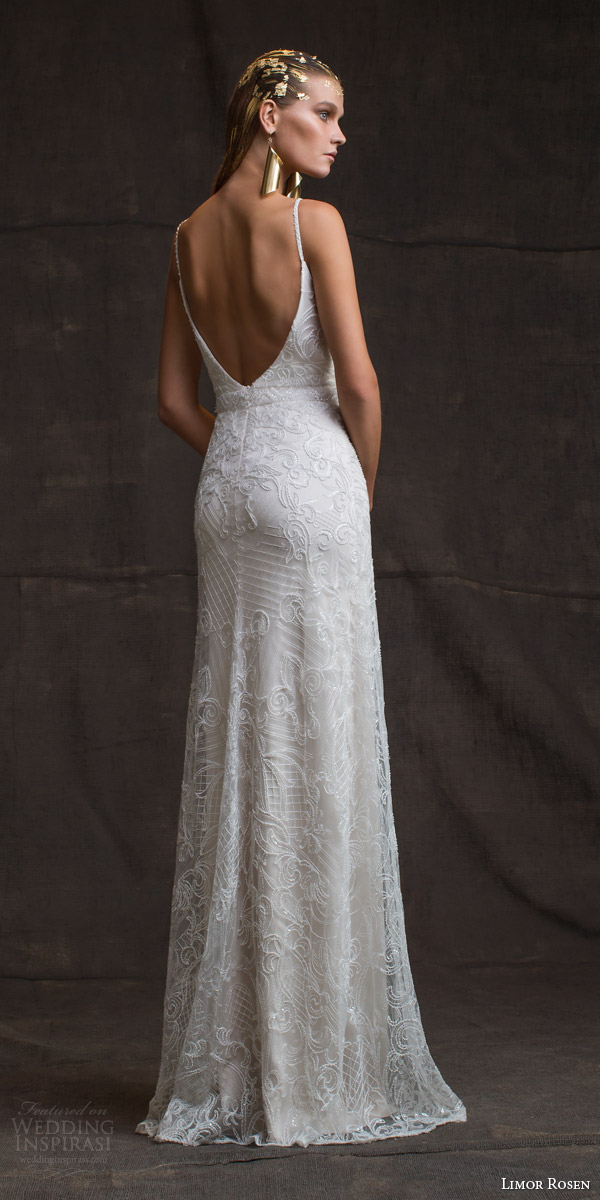 limor rosen bridal 2016 treasure camille sleeveless sheath wedding dress beaded straps low back view