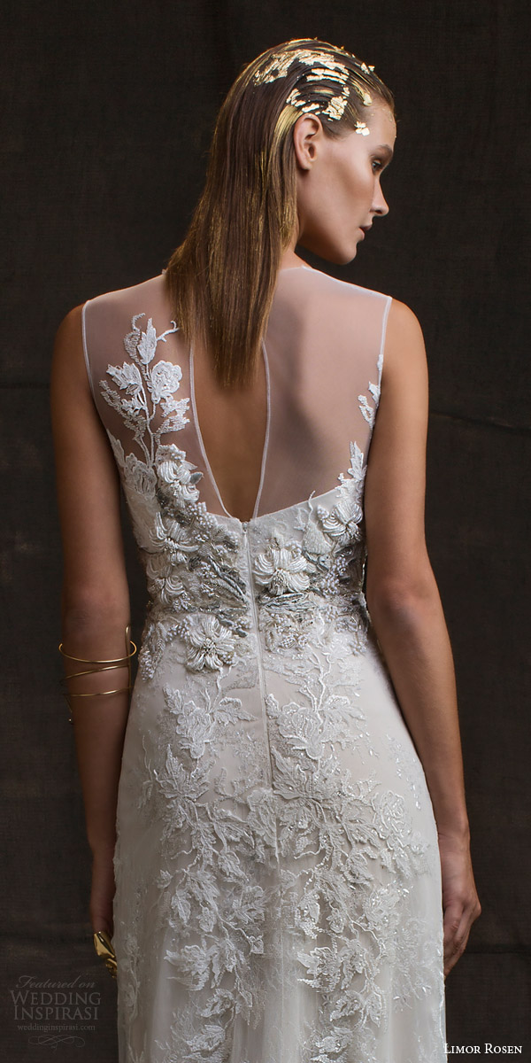 limor rosen bridal 2016 treasure charlotte sleeveless wedding dress illusion neckline beaded applique keyhole back close up limor rosen bridal 2016 treasure charlotte sleeveless wedding dress illusion neckline beaded applique keyhole back close up