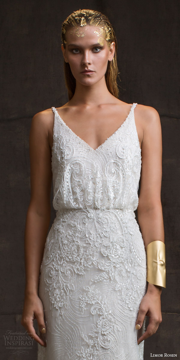 limor rosen bridal 2016 treasure sarina sleeveless lace wedding dress v neck straps blouson bodice close up beading limor rosen bridal 2016 treasure sarina sleeveless lace wedding dress v neck straps blouson bodice close up beading