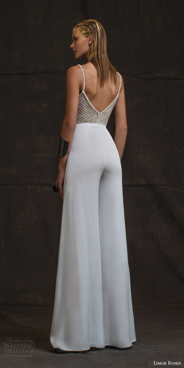 limor rosen wedding dresses 2016 treasure bridal collection louisa pant suit sleeveless beaded straps back view