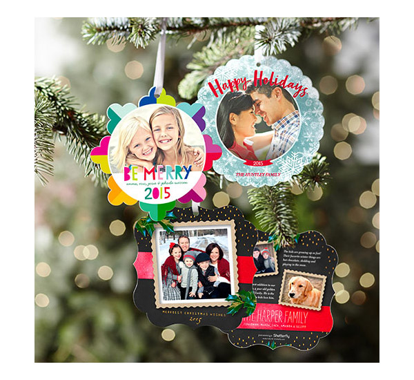 shutterfly unique holiday greeting cards ornamental xmas card hanging on christmas tree