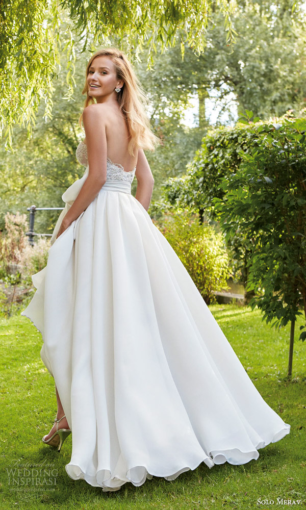 solo merav bridal 2016 pretty wedding dress off shoulder lace straps corset bodice organza chiffon full a line skirt emily back view solo merav bridal 2016 pretty wedding dress off shoulder lace straps corset bodice organza chiffon full a line skirt emily back view