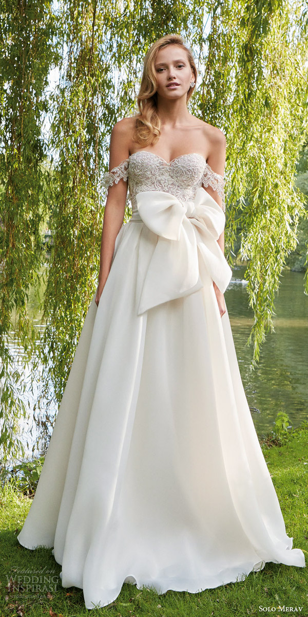 solo merav bridal 2016 pretty wedding dress off shoulder lace straps corset bodice organza chiffon full a line skirt emily solo merav bridal 2016 pretty wedding dress off shoulder lace straps corset bodice organza chiffon full a line skirt emily