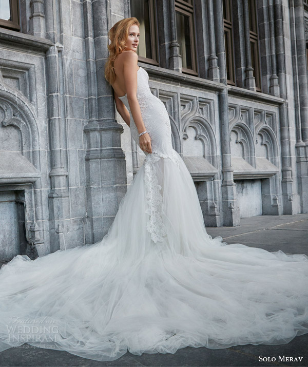 solo merav bridal 2016 strapless mermaid wedding dress rich tulle train split sweetheart neckline vivianne back view solo merav bridal 2016 strapless mermaid wedding dress rich tulle train split sweetheart neckline vivianne back view
