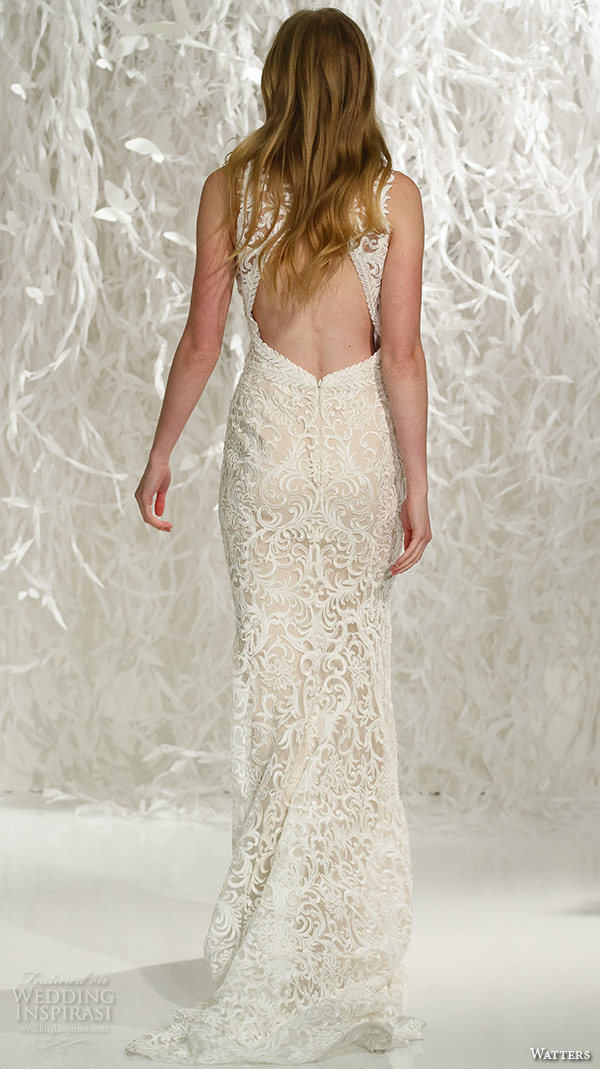 watters brides spring 2016 bridal v neck lace embroidered throughout gorgeous sheath mermaid wedding dress style georgia  
