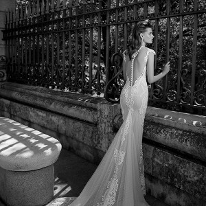 berta fall 2016 bridal beautiful deep v plunging neckline cap sleeves sheath wedding dress chapel train