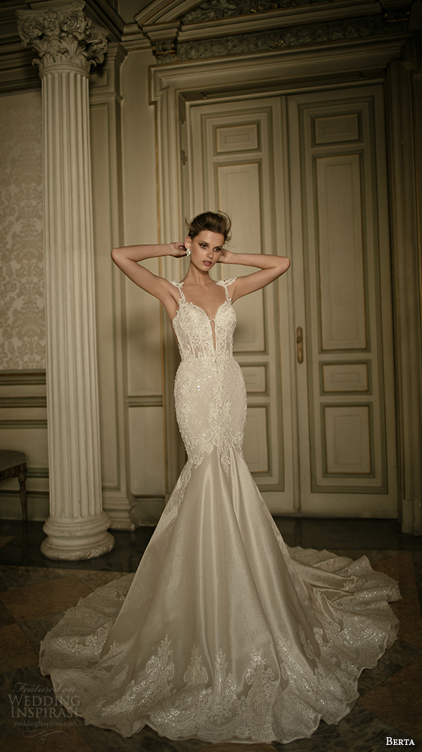 berta fall 2016 bridal cap sleeves v neck deep plunging neckline lace beaded embroidery mermaid wedding dress berta fall 2016 bridal cap sleeves v neck deep plunging neckline lace beaded embroidery mermaid wedding dress