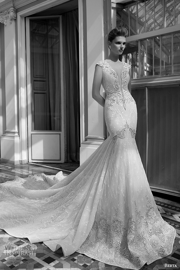 berta fall 2016 bridal gorgeous cap sleeveless deep v plunging neckline fit to flare trumpet mermaid wedding dress cathedral train berta fall 2016 bridal gorgeous cap sleeveless deep v plunging neckline fit to flare trumpet mermaid wedding dress cathedral train