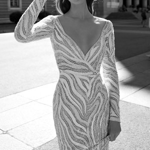 berta fall 2016 bridal long sleeves v neckline elegant sheath wedding dress