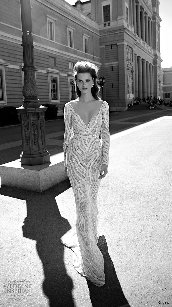 berta fall 2016 bridal long sleeves v neckline elegant sheath wedding dress berta fall 2016 bridal long sleeves v neckline elegant sheath wedding dress