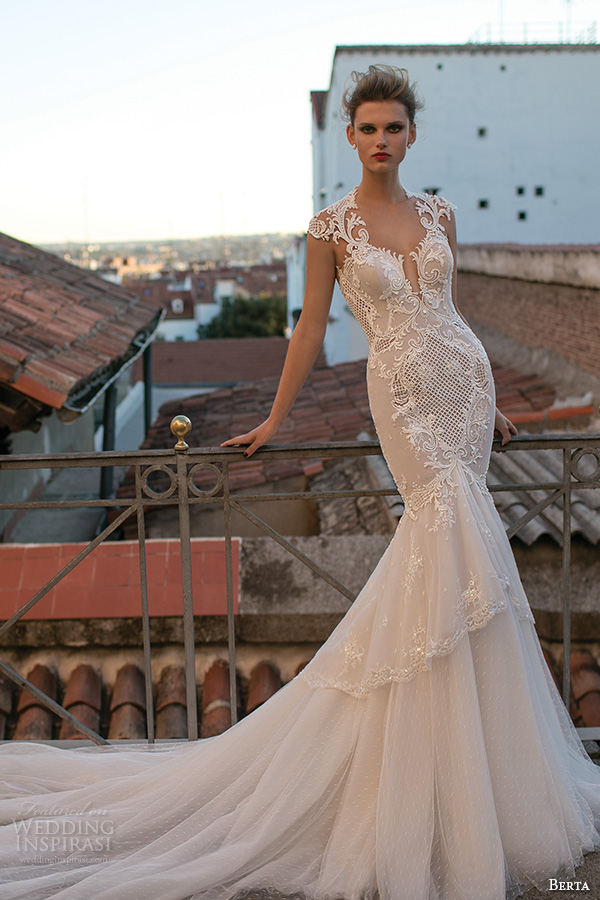 berta fall 2016 bridal queen anne neckline cap sleeves beautiful mermaid wedding dress berta fall 2016 bridal queen anne neckline cap sleeves beautiful mermaid wedding dress