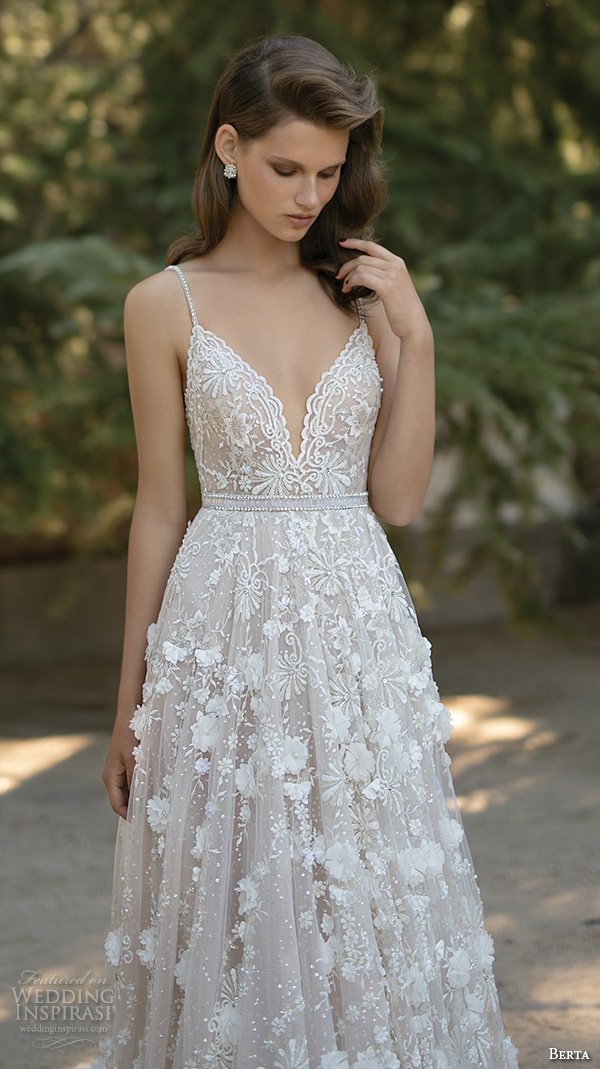 berta fall 2016 bridal romantic pretty a line ball gown wedding dress spagetti strap sweetheart neckline floral appliques berta fall 2016 bridal romantic pretty a line ball gown wedding dress spagetti strap sweetheart neckline floral appliques