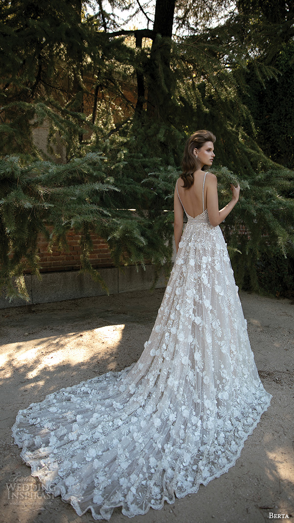 berta fall 2016 bridal romantic pretty a line ball gown wedding dress spagetti strap sweetheart neckline floral appliques back berta fall 2016 bridal romantic pretty a line ball gown wedding dress spagetti strap sweetheart neckline floral appliques back