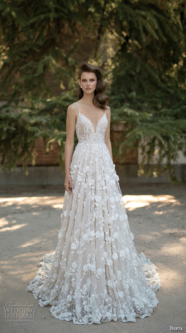 berta fall 2016 bridal romantic pretty a line ball gown wedding dress spagetti strap sweetheart neckline floral appliques berta fall 2016 bridal romantic pretty a line ball gown wedding dress spagetti strap sweetheart neckline floral appliques