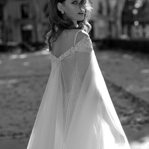 berta fall 2016 bridal spagetti strap deep v neckline beautiful sheath wedding dress with cape