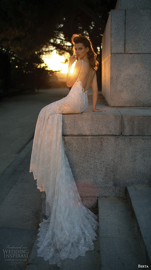 berta fall 2016 bridal sweetheart neckline spagetti strap beautiful mermaid wedding dress  