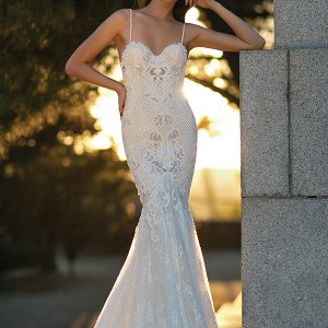 berta fall 2016 bridal sweetheart neckline spagetti strap beautiful mermaid wedding dress