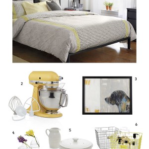 crate and barrel gift wedding registry home decor kitchen gifts bed sheet painting frame jewelry box buttercup yellow kitchenaid