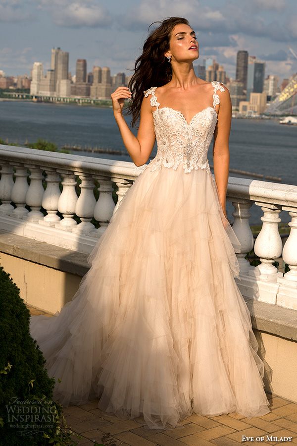 eve of milady boutique fall 2015 lace applique strap sweetheart neckline lace beaded corset bodice layered tulle a line weding dress 1552 eve of milady boutique fall 2015 lace applique strap sweetheart neckline lace beaded corset bodice layered tulle a line weding dress 1552