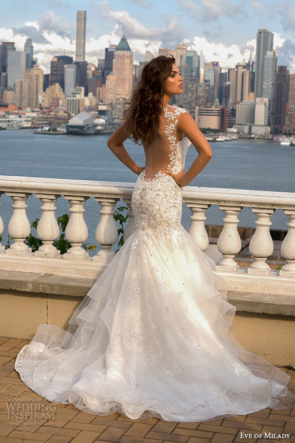 eve of milady boutique fall 2015 lace strap sweetheart neckline beaded lace applique layered mermaid wedding dress 1550 
