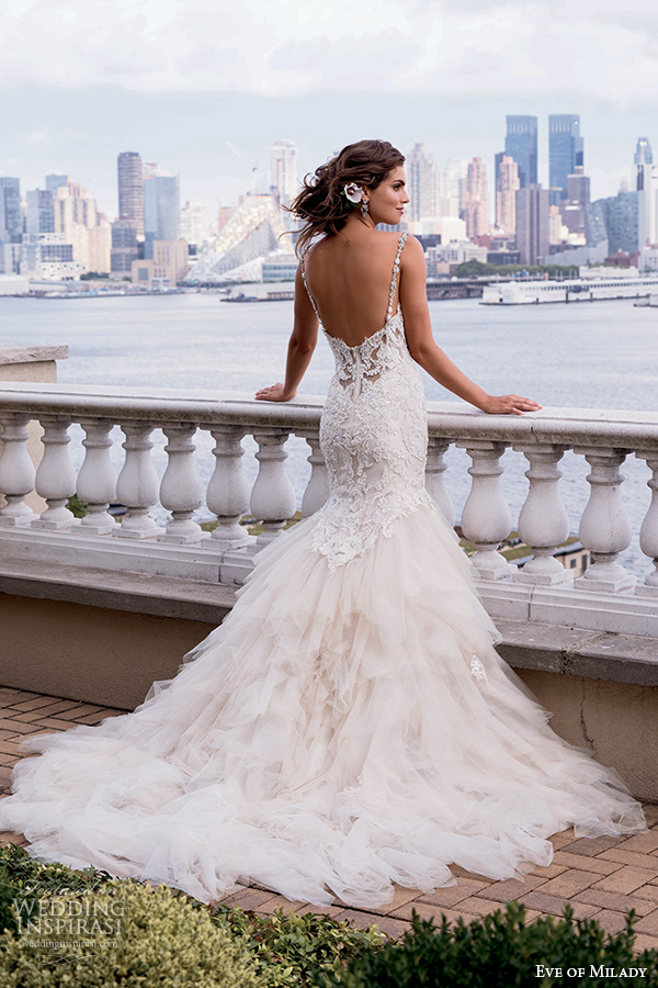 eve of milady couture fall 2015 beautiful mermaid wedding dress beaded lace bodice tulle skirt sweetheart neckline 4337  