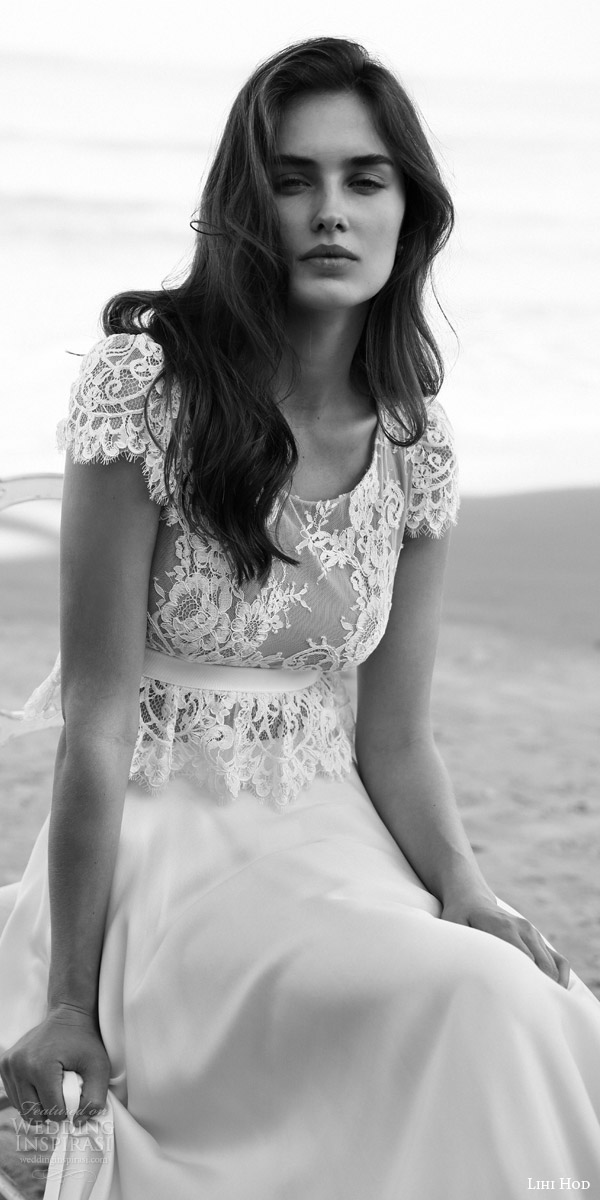lihi hod bridal 2016 emma wedding dress scalloped cap sleeve lace crop top bodice empire waist sash skirt lihi hod bridal 2016 emma wedding dress scalloped cap sleeve lace crop top bodice empire waist sash skirt