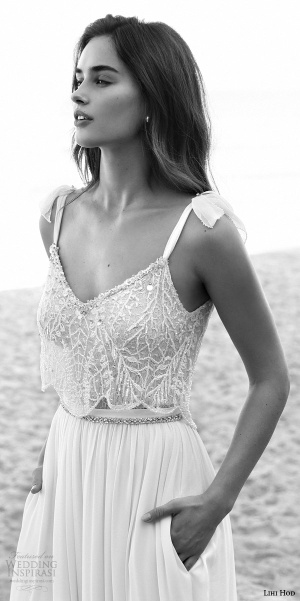 lihi hod bridal 2016 lucy sleeveless tie straps romantic wedding dress skirt pockers embellished bodice top lihi hod bridal 2016 lucy sleeveless tie straps romantic wedding dress skirt pockers embellished bodice top