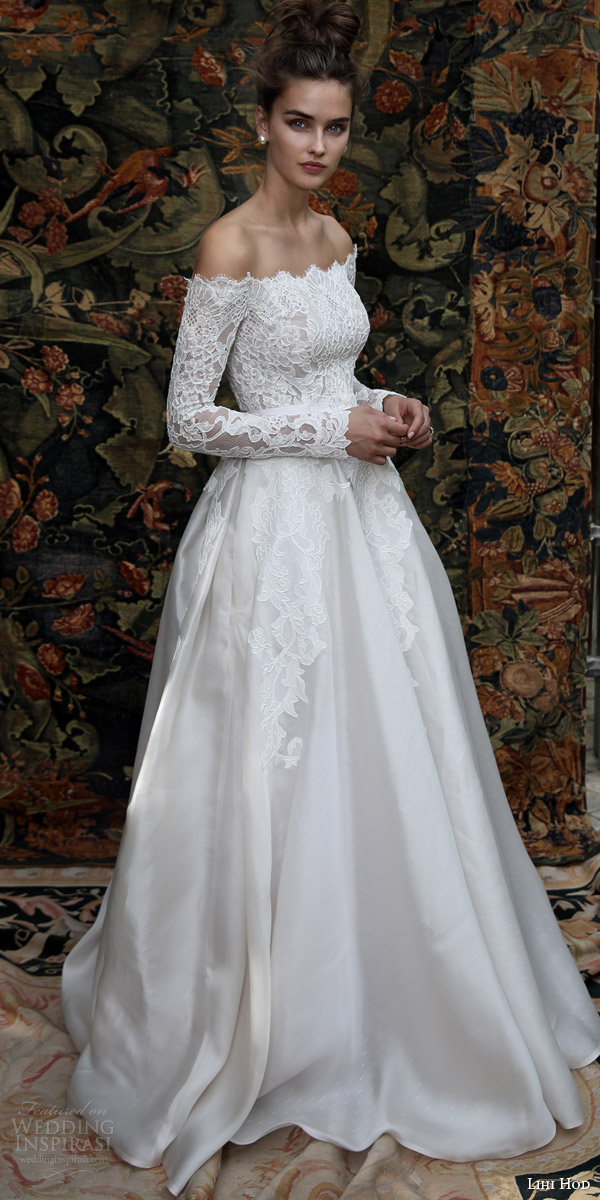 lihi hod bridal 2016 madison romantic ball gown wedding dress off shoulder long sleeve lace top
