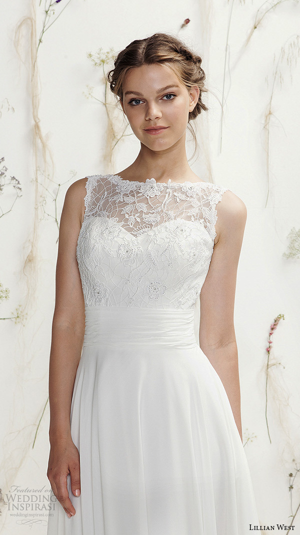 lillian west spring 2016 bridal bateau neckline sleeveless sweetheart cutout pretty a  line wedding dress style 6401 