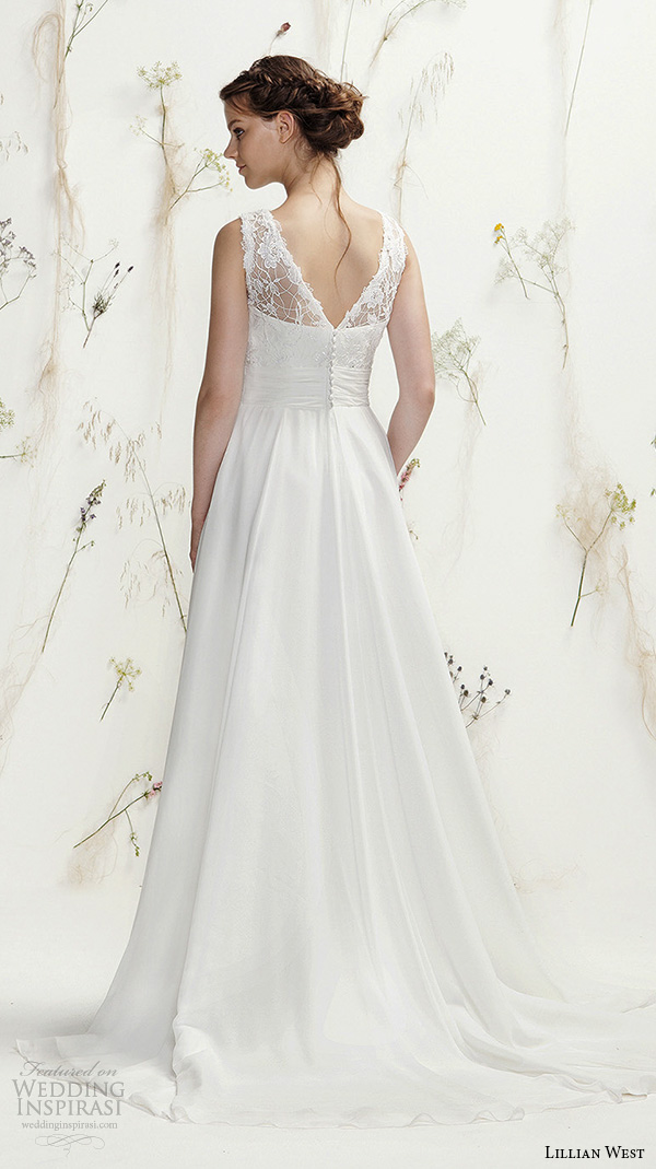 lillian west spring 2016 bridal bateau neckline sleeveless sweetheart cutout pretty a  line wedding dress style 6401 open v back