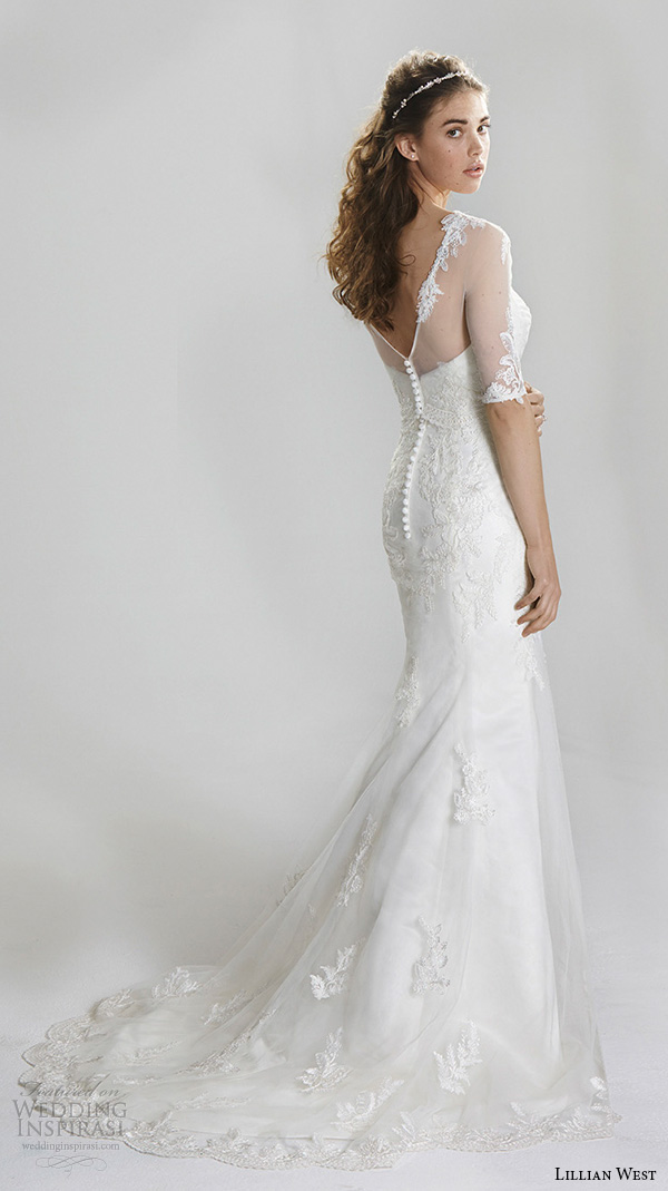lillian west spring 2016 bridal half sleeves sheer jewel neckline sweetheart lace emboridery fit to flare beautiful mermaid wedding dress style 6396 lillian west spring 2016 bridal half sleeves sheer jewel neckline sweetheart lace emboridery fit to flare beautiful mermaid wedding dress style 6396