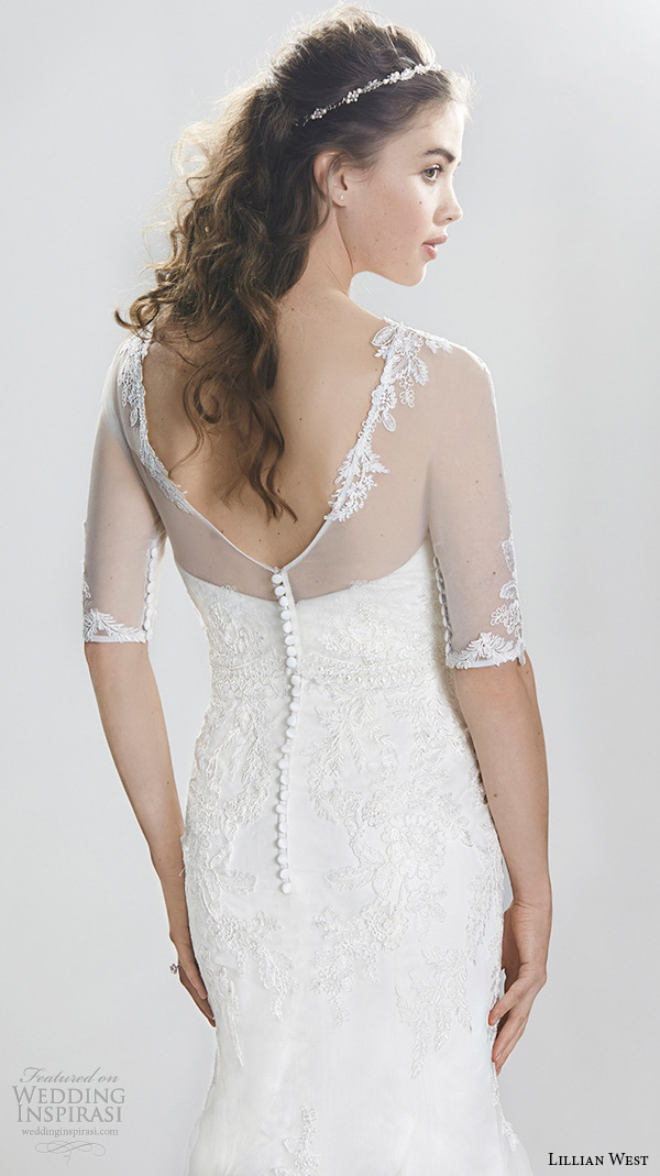 lillian west spring 2016 bridal half sleeves sheer jewel neckline sweetheart lace emboridery fit to flare beautiful mermaid wedding dress style 6396 lillian west spring 2016 bridal half sleeves sheer jewel neckline sweetheart lace emboridery fit to flare beautiful mermaid wedding dress style 6396