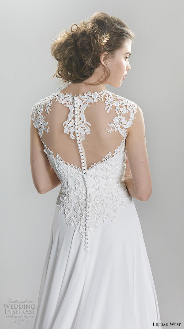 lillian west spring 2016 bridal lace strap sweetheart neckline lace embroidered bodice modified a  line wedding dress style 6398   