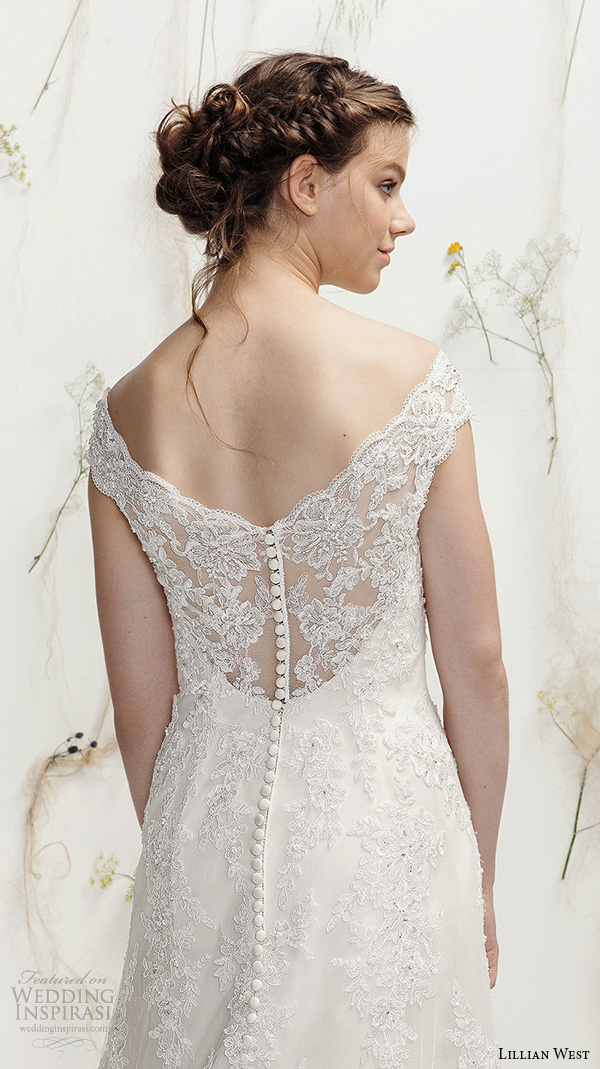 lillian west spring 2016 bridal off the shoulder v neckline lace embroidery beautiful a  line wedding dress style 6408   