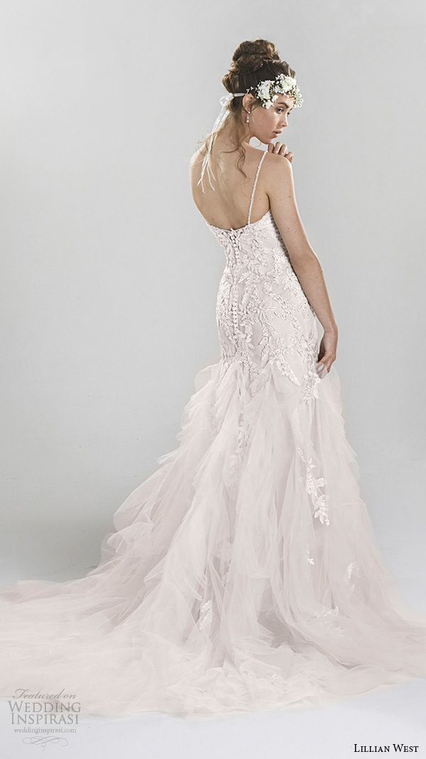 lillian west spring 2016 bridal spagetti strap sweetheart neckline beaded lace embroidery tulle layered mermaid wedding dress style 6400 lillian west spring 2016 bridal spagetti strap sweetheart neckline beaded lace embroidery tulle layered mermaid wedding dress style 6400