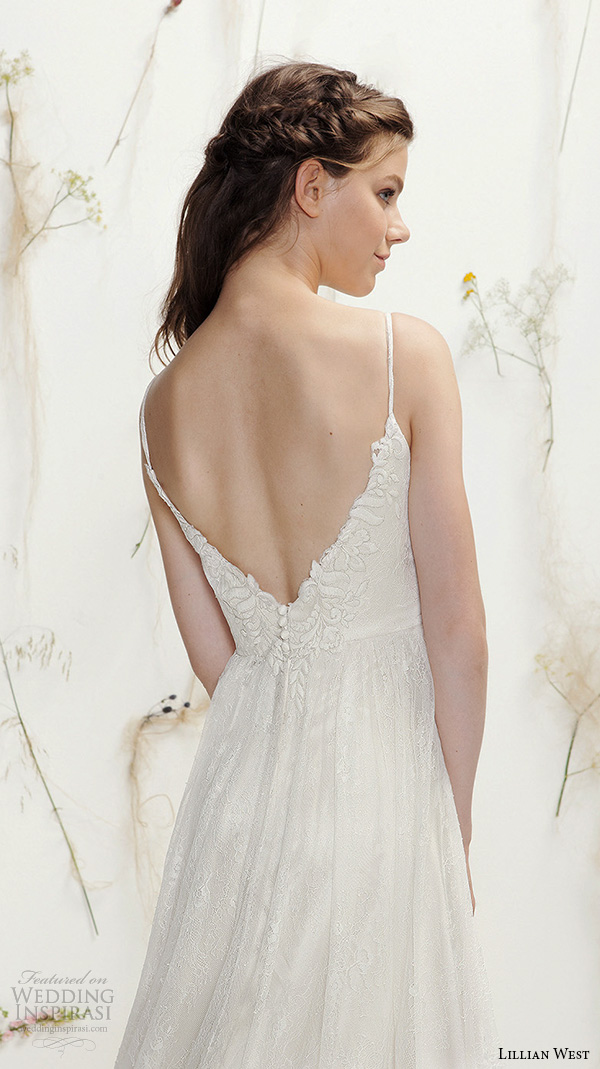 lillian west spring 2016 bridal spagetti strap sweetheart neckline lace embroidery pretty a  line wedding dress style 6395   